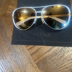 Michael Kors Gold White Aviator Sunglasses